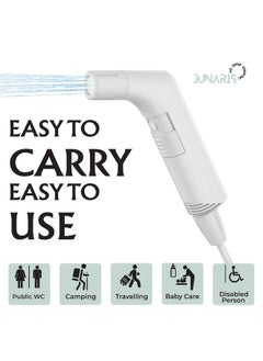 JUNARIS Electric Bidet Sprayer - Portable Travel Bidet, Handheld Personal Bidet Sprayer for Hygiene, Camping, Baby Care & Toilet Cleaning (Black, 120cm)  - Image 3