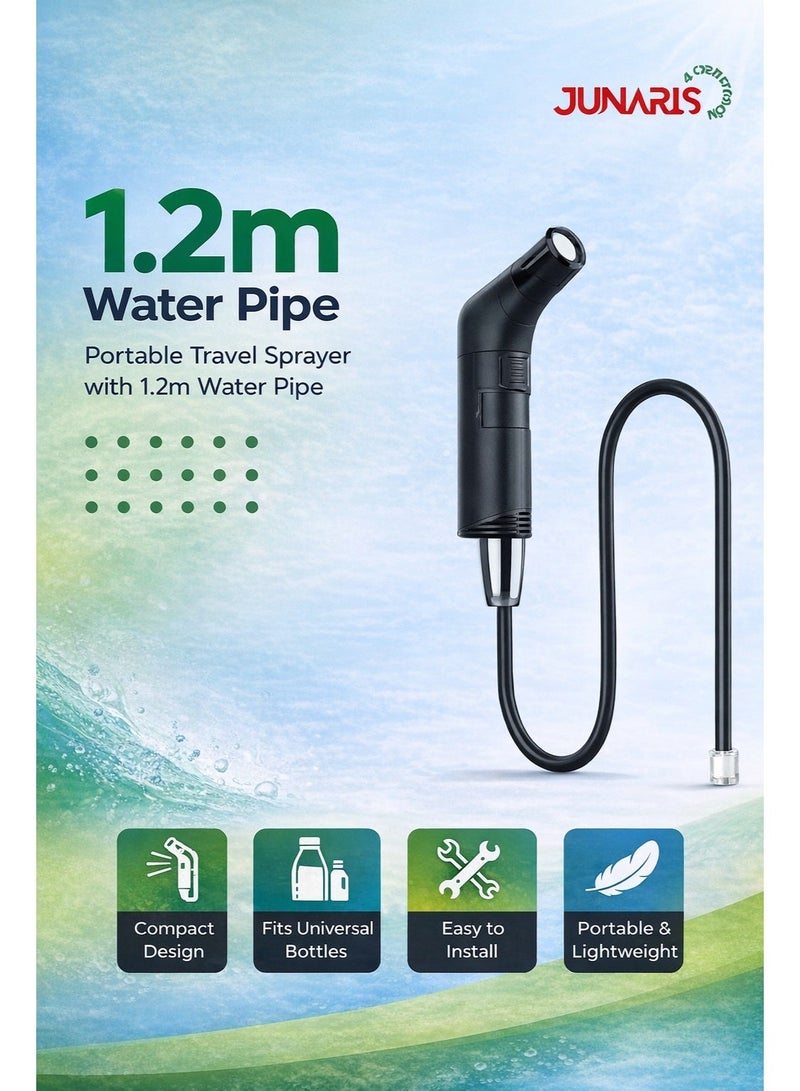 جوناريس بيديه محمول، زجاجة بيديه للسفر محمولة، بخاخ بيديه شخصي محمول، بخاخ كهربائي، بيديه للسفر، التخييم، نظافة الحمام، العناية بالطفل، بخاخ بيديه للمرحاض (أسود، 120 سم) - Image 3