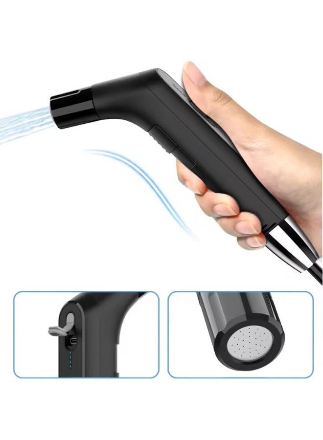 جوناريس بيديه محمول، زجاجة بيديه للسفر محمولة، بخاخ بيديه شخصي محمول، بخاخ كهربائي، بيديه للسفر، التخييم، نظافة الحمام، العناية بالطفل، بخاخ بيديه للمرحاض (أسود، 120 سم) - Image 5