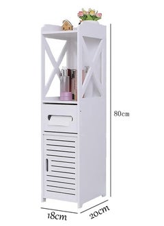 Generic FFD Small Bathroom Storage Corner Cabinet - Narrow Floor Cabinet with Doors & Shelves, Thin Toilet Vanity Organizer, Towel Storage & Paper Holder, White  - Image 2