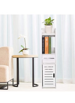 Generic FFD Small Bathroom Storage Corner Cabinet - Narrow Floor Cabinet with Doors & Shelves, Thin Toilet Vanity Organizer, Towel Storage & Paper Holder, White  - Image 4