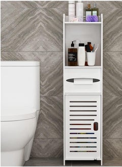 Generic FFD Small Bathroom Storage Corner Cabinet - Narrow Floor Cabinet with Doors & Shelves, Thin Toilet Vanity Organizer, Towel Storage & Paper Holder, White  - Image 3