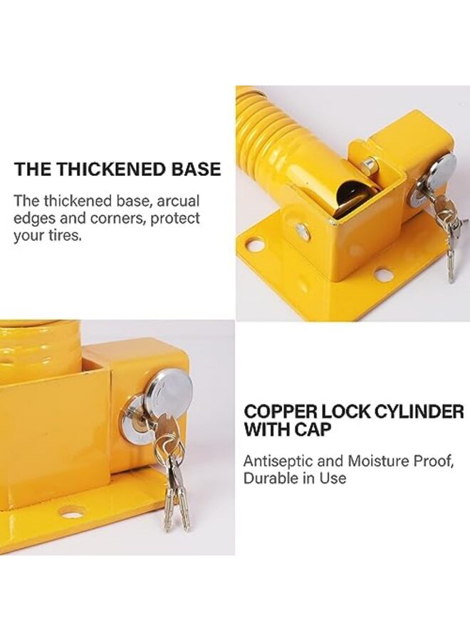 LAMAY Foldable Parking Barrier,Car Parking Lock Manual Lockable Parking Space Block, Includes reflective warning strips, mounting screws and a waterproof lock, Private Parking Space Lock for Shopping Malls, Hotels,Office,Airports - Image 2