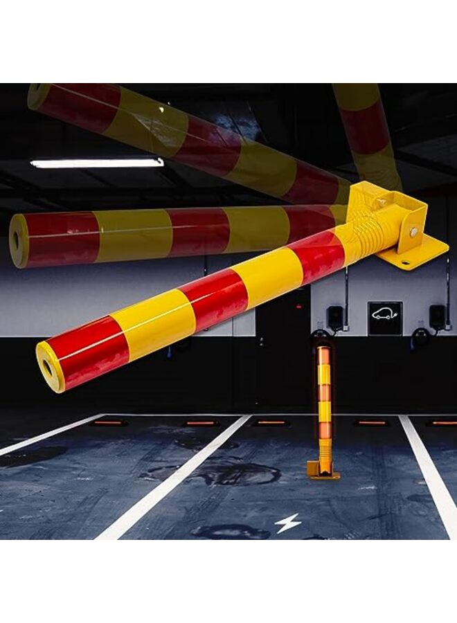 LAMAY Foldable Parking Barrier,Car Parking Lock Manual Lockable Parking Space Block, Includes reflective warning strips, mounting screws and a waterproof lock, Private Parking Space Lock for Shopping Malls, Hotels,Office,Airports - Image 3