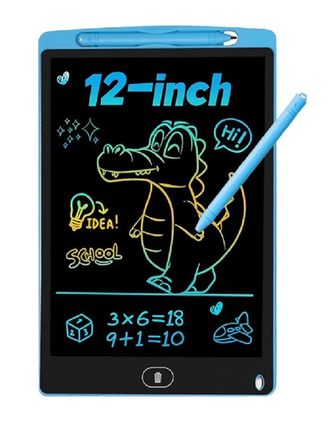 12 Inch LCD Writing Tablet for Kids, Colorful Doodle Board Drawing Pad for Kids, Electronic Drawing Board Erasable & Reusable, LCD Drawing Tablet for Kids  Toddler Toys Gifts - Blue  - Image 1