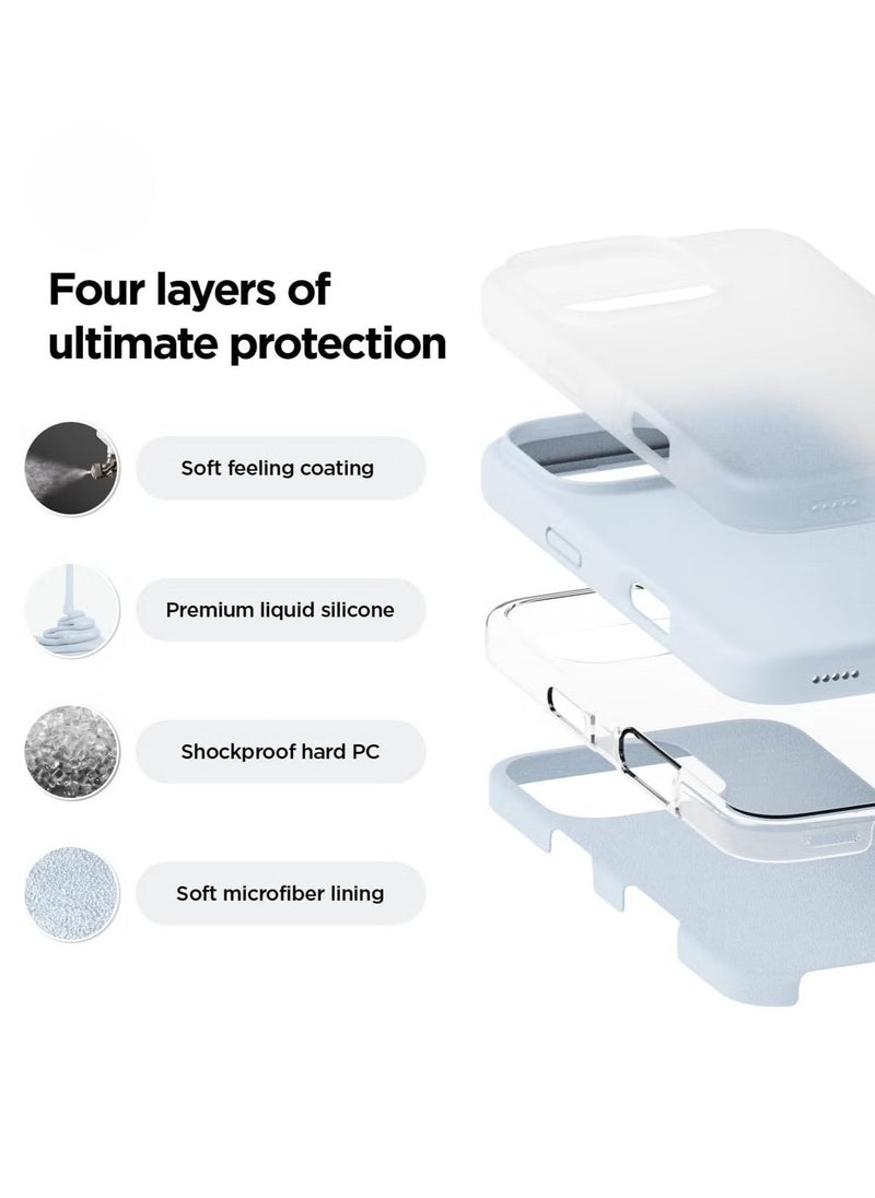 إيف حافظة آيفون 16 برو باللون الأزرق الفاتح - حماية نحيفة لكامل الجسم مقاومة للصدمات مع بطانة ناعمة من الألياف الدقيقة، مقاومة للخدش - Image 3