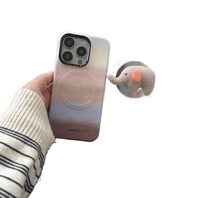 MS غطاء MagSafe بFilm لـ iPhone 16 / 16 Plus / 16 Pro / 16 Pro Max مع مغناطيس قوي ونمط الفيل مع مقاوم للصدمات مع حامل مع حماية من السقوط باللون أصفر مغناطيسي بوظيفة حامل - Image 5