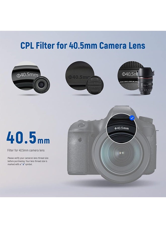 Neewer - 40.5mm Polarizing Filter 30 Layer Multi Resistant Nano Coatings Circular Polarising Filter(CPL) Reduce Glare/Enhance Contrast/Ultra Slim/Reduces Reflection/HD Optical Glass Polarizer Filter - Image 1