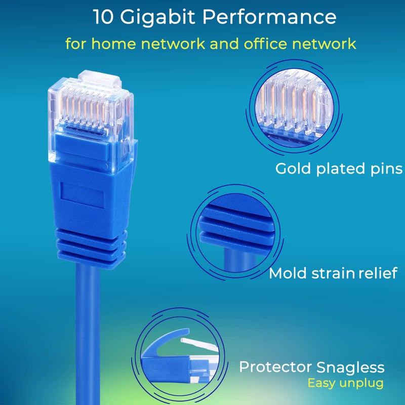 Rapink Patch Cables Cat6a 1ft (10 Pack) Slim, Cat6a Ethernet Patch Cable 10G Support, Snagless Cat 6 Patch Cable for Patch Panel to Switch, Flexiable Cat 6a Ethernet Cable with Gold Plated - Image 2