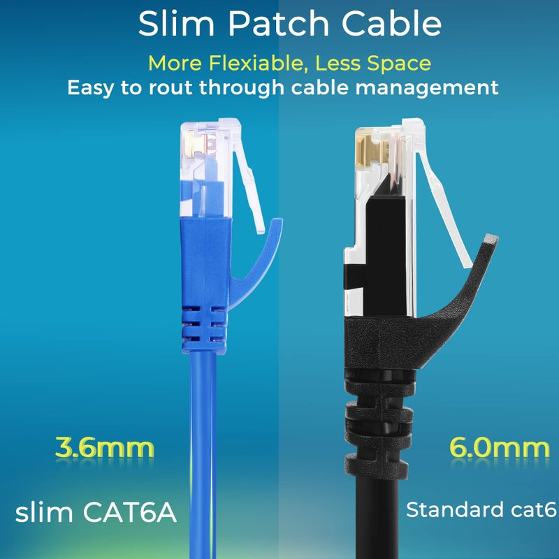 Rapink Patch Cables Cat6a 1ft (10 Pack) Slim, Cat6a Ethernet Patch Cable 10G Support, Snagless Cat 6 Patch Cable for Patch Panel to Switch, Flexiable Cat 6a Ethernet Cable with Gold Plated - Image 3