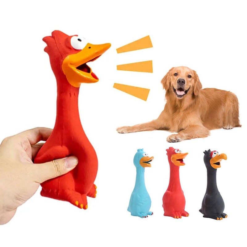 Screaming Latex Chicken Pet Toy, Durable Teething Latex Stress Relief Chicken Pet Supplies - Image 3
