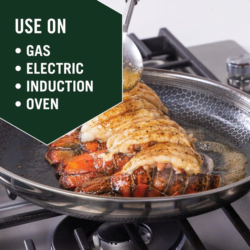 ONTRIP ONTRIP Stainless Steel Frying Pan Non-Stick Home Double Sided Honeycomb Pancake Omelet Pan Multi-Functional Steak Wok Pan 30.5 Cm - Image 4
