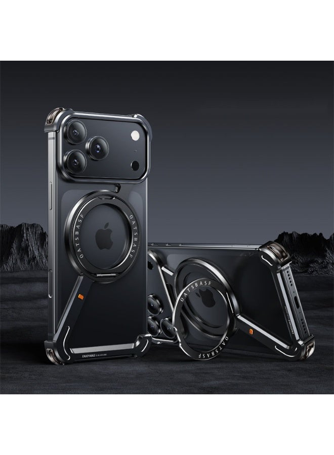 عام غطاء على شكل Z لآيفون 17 برو بدون إطار، مع حامل مغناطيسي دوار 360 درجة، من الألومنيوم العسكري الرفيع، مقاوم للصدمات، لآيفون 17 برو. - Image 1