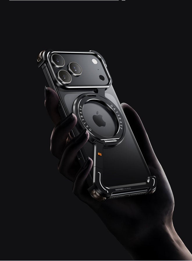 عام غطاء على شكل Z لآيفون 17 برو بدون إطار، مع حامل مغناطيسي دوار 360 درجة، من الألومنيوم العسكري الرفيع، مقاوم للصدمات، لآيفون 17 برو. - Image 2