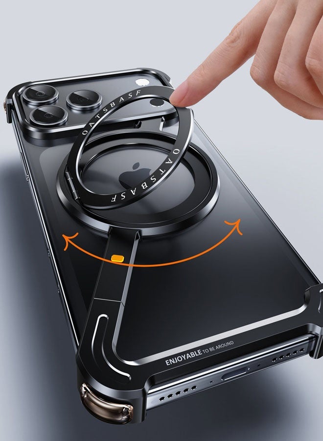 عام غطاء على شكل Z لآيفون 17 برو بدون إطار، مع حامل مغناطيسي دوار 360 درجة، من الألومنيوم العسكري الرفيع، مقاوم للصدمات، لآيفون 17 برو. - Image 3