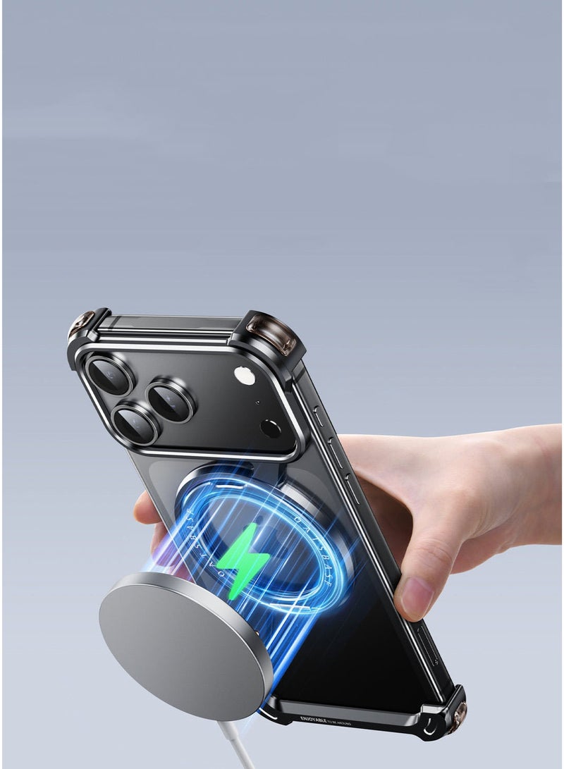 عام غطاء على شكل Z لآيفون 17 برو بدون إطار، مع حامل مغناطيسي دوار 360 درجة، من الألومنيوم العسكري الرفيع، مقاوم للصدمات، لآيفون 17 برو. - Image 5