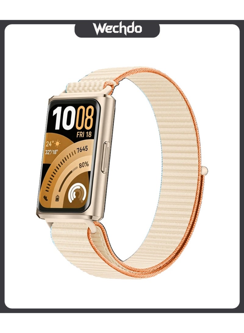 Premium Nylon Loop Strap for Huawei Band 11/11 Pro - Breathable Adjustable Soft Woven Replacement Band with Secure Buckle Milky White