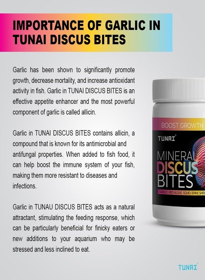 TUNAI Discus Bites Special Fish Food for All Types of Discus Varieties, Boost Color + Growth, Has The Benefits of Garlic, Red Algae, Brine Shrimp. (100g, Discus Bites with Garlic) - Image 3