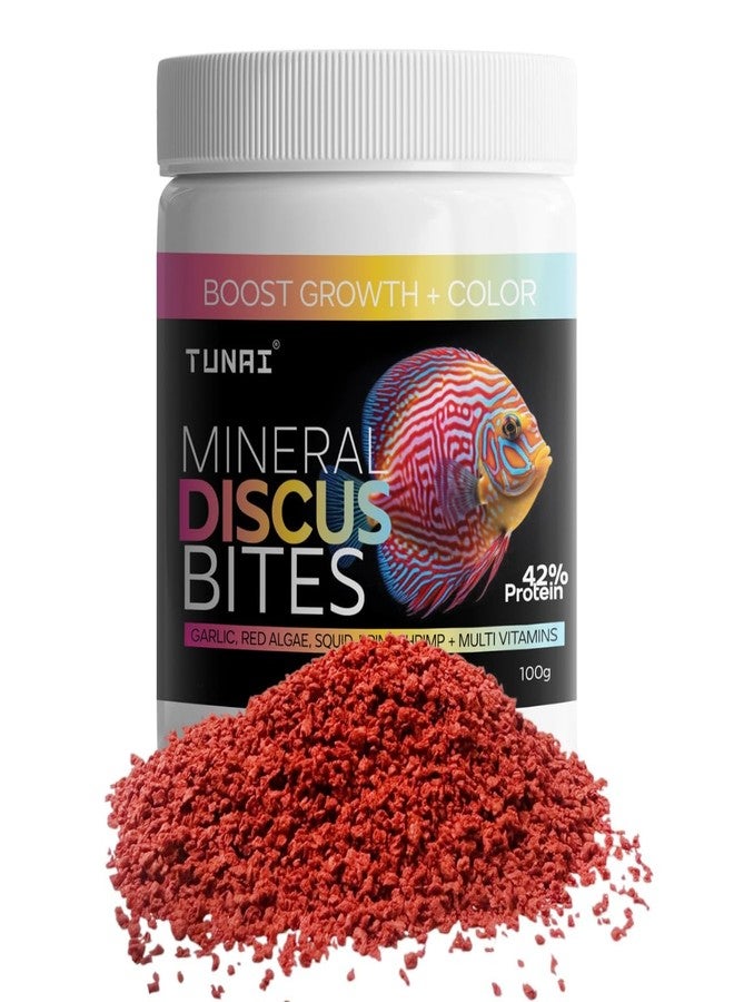TUNAI Discus Bites Special Fish Food for All Types of Discus Varieties, Boost Color + Growth, Has The Benefits of Garlic, Red Algae, Brine Shrimp. (100g, Discus Bites with Garlic) - Image 1