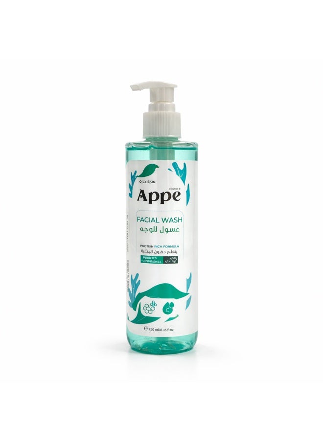 Cosmo APPE Facial Wash for Oily Skin 250ml - Deep Purifying & Oil Control - Protein Rich Formula to Regulate Sebum & Nourish Skin - Image 1