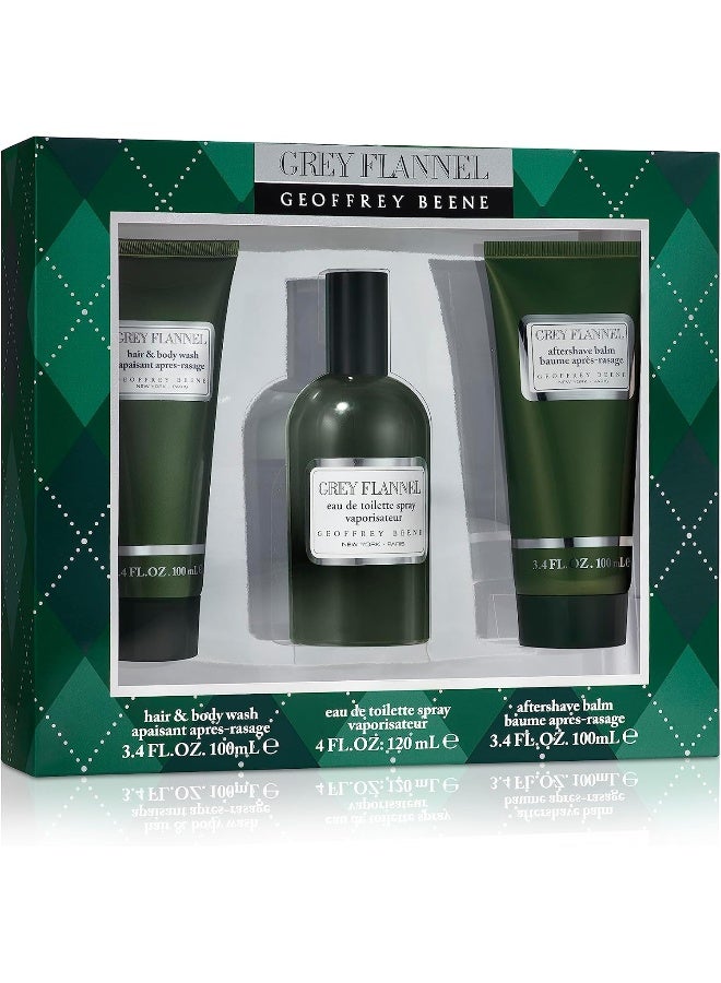 Geoffrey Beene Trio Grey Flannel Eau de Toilette Spray for Men, Aftershave, Shower Gel