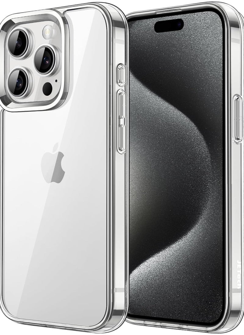 Generic Jetech Non-Yellowing Shock Absorption Transparent Back Anti-Scratch Protective Case for Apple iPhone 15 Pro 6.1 Inch TPU - PC  - Image 1