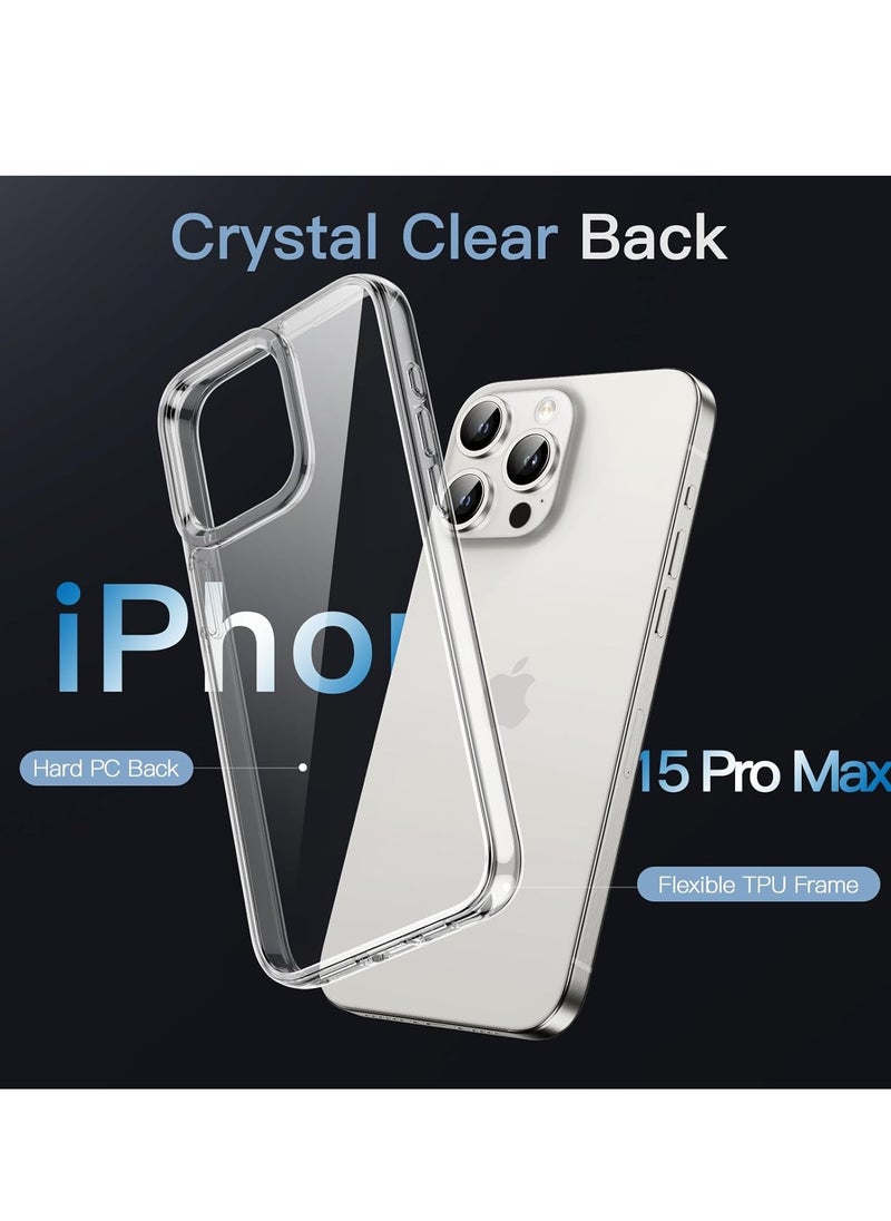 Generic Jetech Non-Yellowing Shock Absorption Transparent Back Anti-Scratch Protective Case for Apple iPhone 15 Pro 6.1 Inch TPU - PC  - Image 2