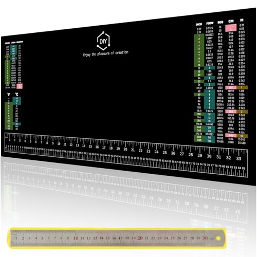 TAROTKIN Workbench Mat, 35.5" X 16" DIY Silicone Rubber Large Work Bench Table Hobby Neoprene Tool Mat Pad Ruler Set with SAE/Metric Ruler Standard Metric Conversion Charts - Image 1