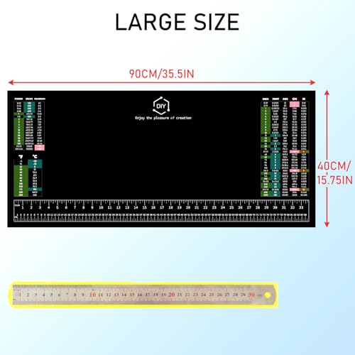 TAROTKIN Workbench Mat, 35.5" X 16" DIY Silicone Rubber Large Work Bench Table Hobby Neoprene Tool Mat Pad Ruler Set with SAE/Metric Ruler Standard Metric Conversion Charts - Image 5