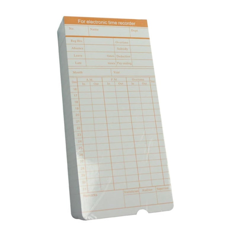 100 Attendance Recording Cards For Employee Time Tracking Daily Use Easy Record Hours White - Image 2