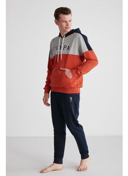 U.S. Polo Assn. 18714 Men's Brick Hooded Long Sleeve Pajama Set  - Image 1