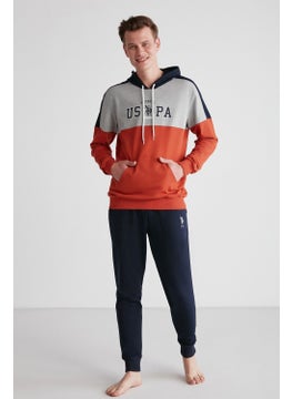 U.S. Polo Assn. 18714 Men's Brick Hooded Long Sleeve Pajama Set  - Image 2