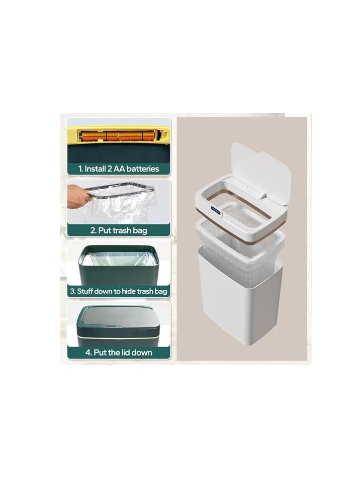TRASSLE Automatic Bathroom Trash Can, Smart Garbage Can with Lid Small Trash Bin, Motion Sensor Trash Can Touchless, 18L Kitchen Trash Can Slim Waste Basket for Bedroom, Bathroom, Kitchen  - Image 3
