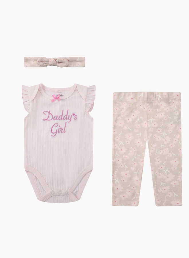 Luna & Lily 3-Piece Ruffle Sleeve Bodysuit, Leggings and Headband Set