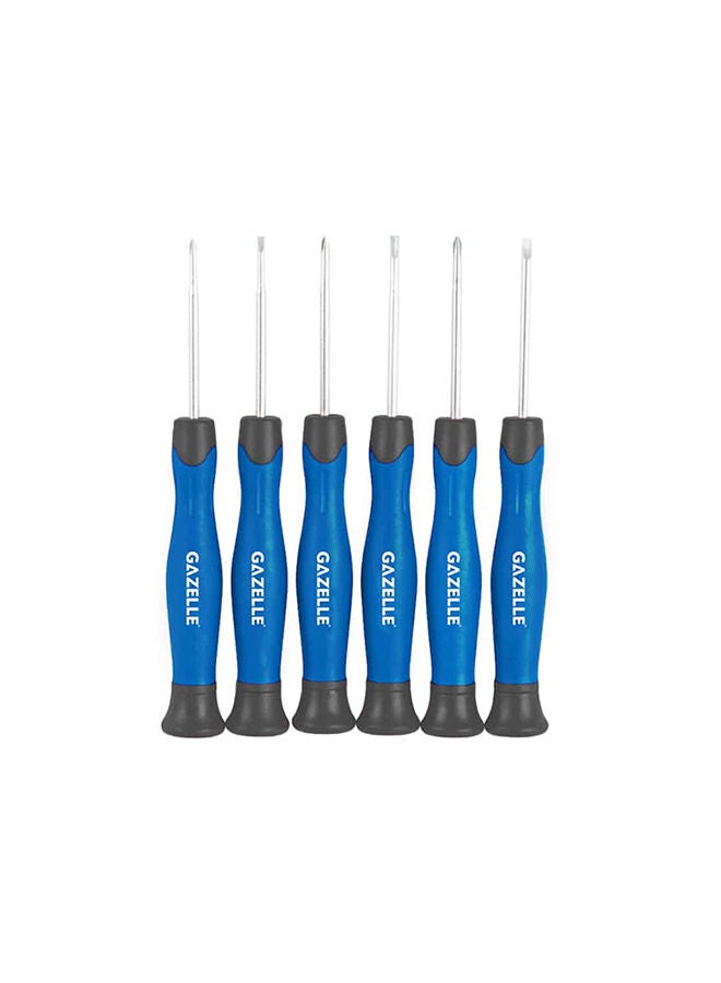 6-Pieces Metric Precision Screwdriver Set Chrome Vanadium Steel Slotted And Phillips With Magnetic Tip And Comfort Grip Handle