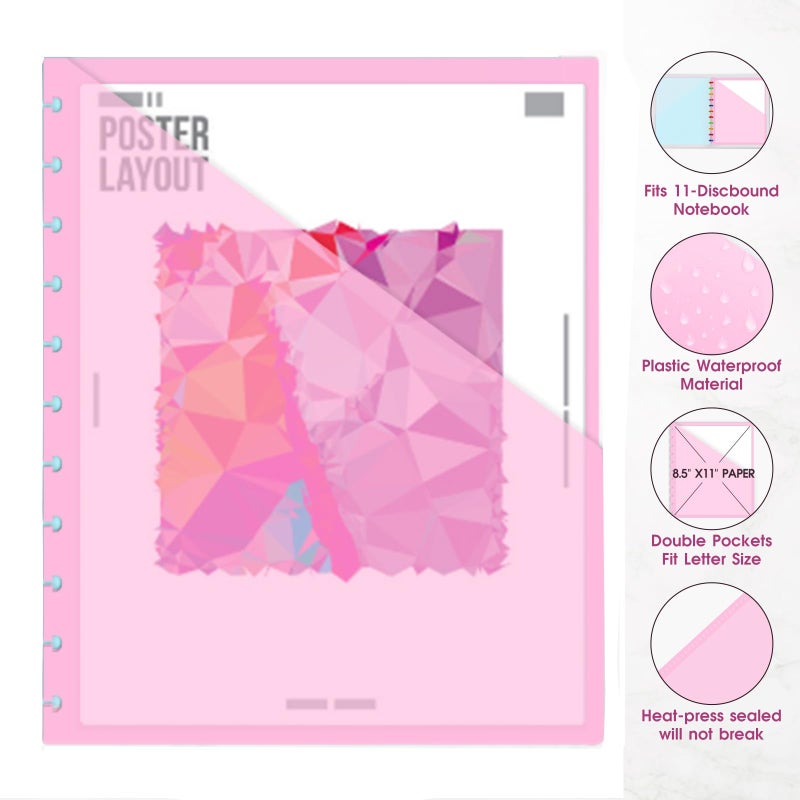 Treehole 8 PCS Discbound Dividers Letter Size Disc Planner 2 Pocket Fit Letter Size 8.5" x 11" Paper Notebook with Pockets 11 Disc Folder for Office Home School (8) - Image 2