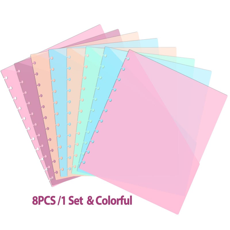 Treehole 8 PCS Discbound Dividers Letter Size Disc Planner 2 Pocket Fit Letter Size 8.5" x 11" Paper Notebook with Pockets 11 Disc Folder for Office Home School (8) - Image 3