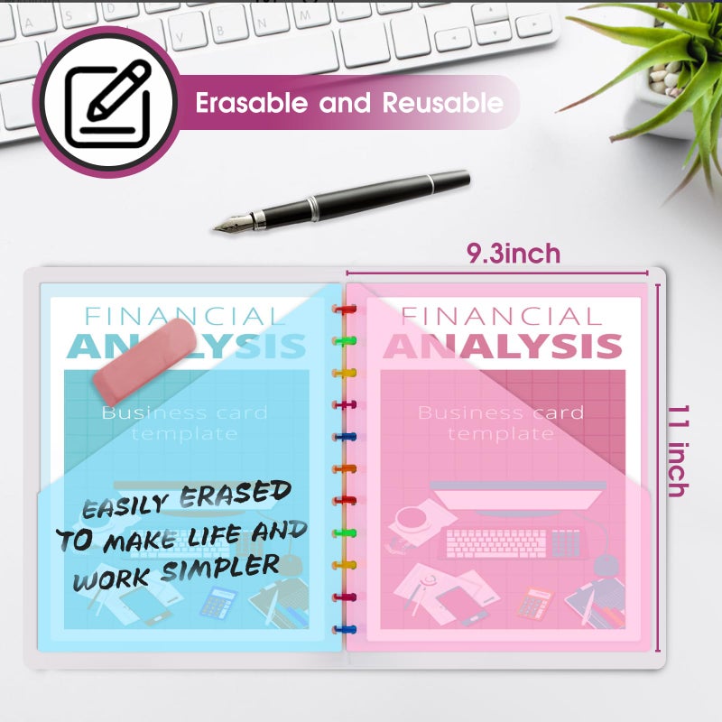 Treehole 8 PCS Discbound Dividers Letter Size Disc Planner 2 Pocket Fit Letter Size 8.5" x 11" Paper Notebook with Pockets 11 Disc Folder for Office Home School (8) - Image 4