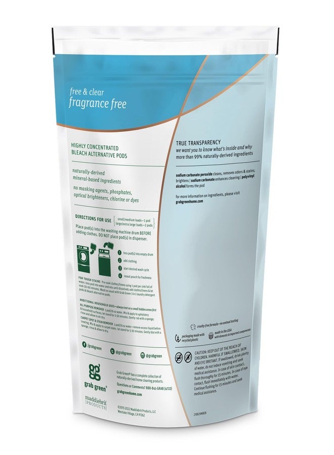 Grab Green Natural Bleach Alternative Pods, Non-Chlorine Bleach, Fragrance Free, Unscented/Free & Clear, 24 Loads - Image 2