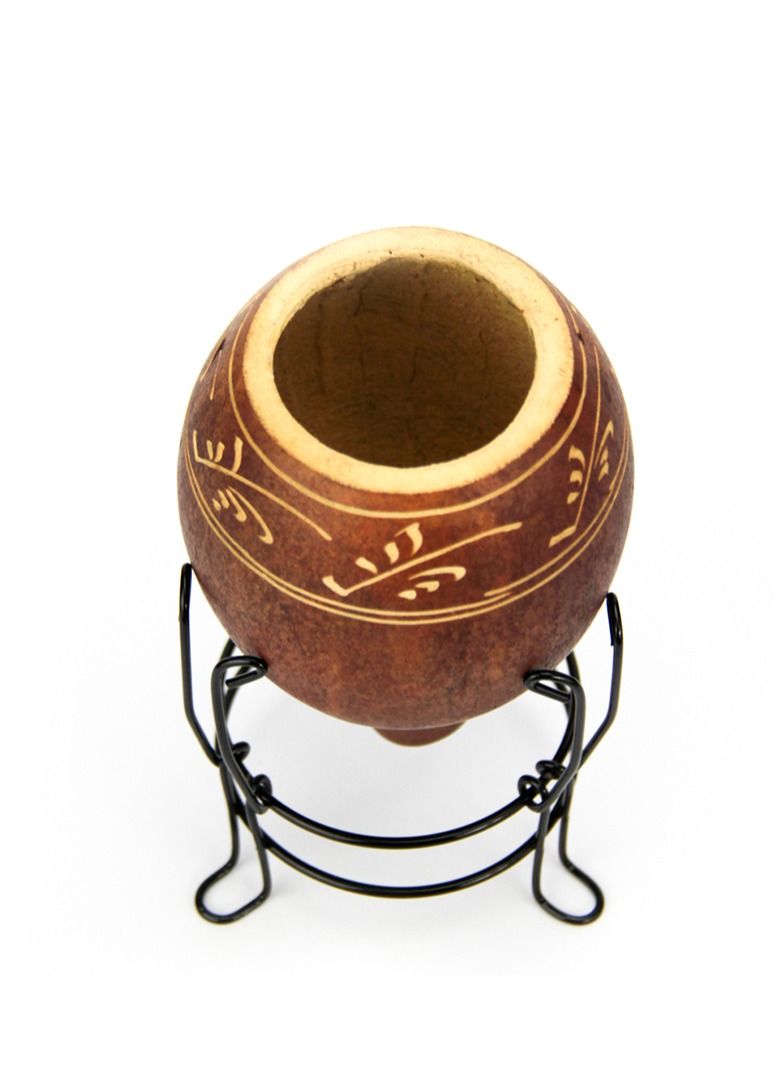 Durable and Delicate Appearance Calebasse with Stand 350ml Brown