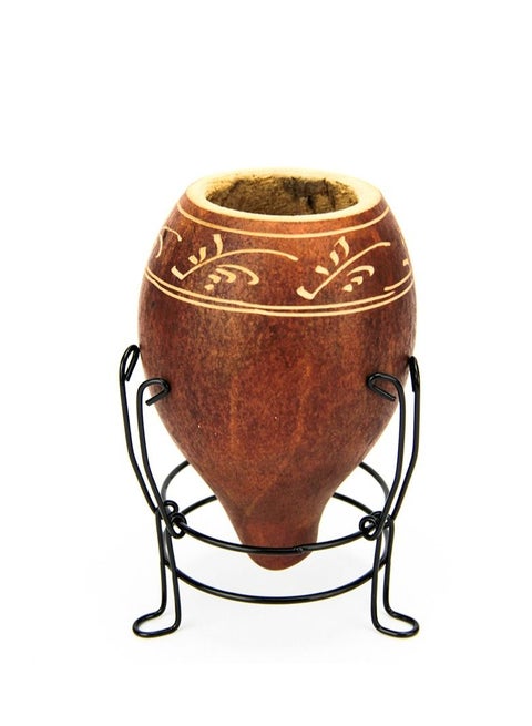 Durable and Delicate Appearance Calebasse with Stand 350ml Brown