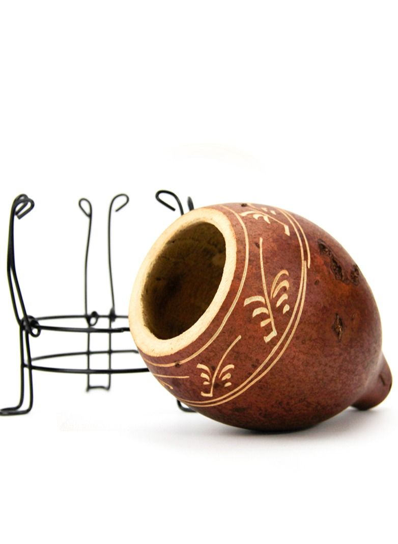 Durable and Delicate Appearance Calebasse with Stand 350ml Brown