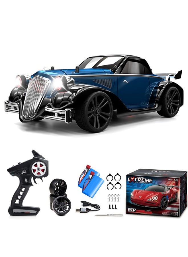 Sakeye Remote Control Car RC Drift Cars 1:16 Rechargeable High Speed RC Cars Toys 4WD 2.4GHz Full Scale Blue RC Racing Cars with LED Lights Two Batteries Birthday Gifts for Boys and Adults - Image 1