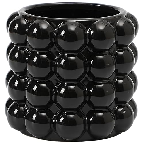 YANWE1 Bubble Vase, Black Ceramic Vase for Flowers, Boho Vases for Home Decor, Decorative Vases for Living Room, Office, Bathroom, Shelf, Fireplace, Farmhouse, Coffee Table, 5 Inches - Image 1