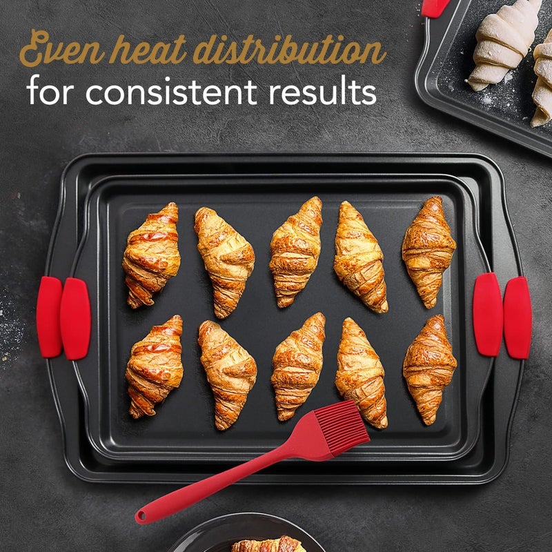 EatEx Bakeware Sets and Mixing Bowl Set, Non-Stick Baking Sheet Set with Utensils, Carbon Steel Cookie Sheets for Baking with Silicon Handles, Oven Safe Sheet Pans and More - Image 4