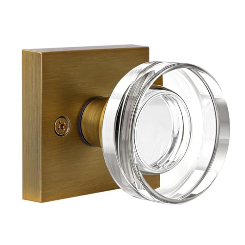 naubea Antique Brass Door Knobs Glass Door Knobs Interior Passage Door Knob Crystal Interior Door Knob for Closet and Hallway - Image 1