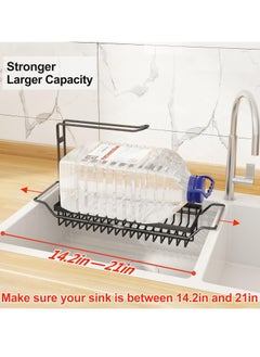 XiuWoo 2 in 1 Extendable Stainless Steel Sink Caddy, Sponge Holder, kitchen Sink Rack, Over the Sink Strainer Basket, Telescopic Sink Storage Rack, Dishcloth Towel Storage Rack for Soap, Scrubber Brush  - Image 4