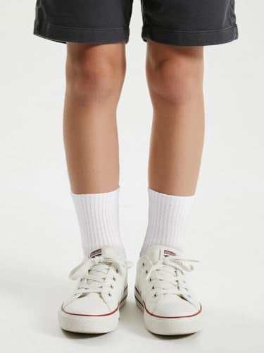 COTTON DAY Unisex School Kids Boys Girls Soft Cotton White Athletic Socks10-12 Years All White Size XL(12) - Image 3