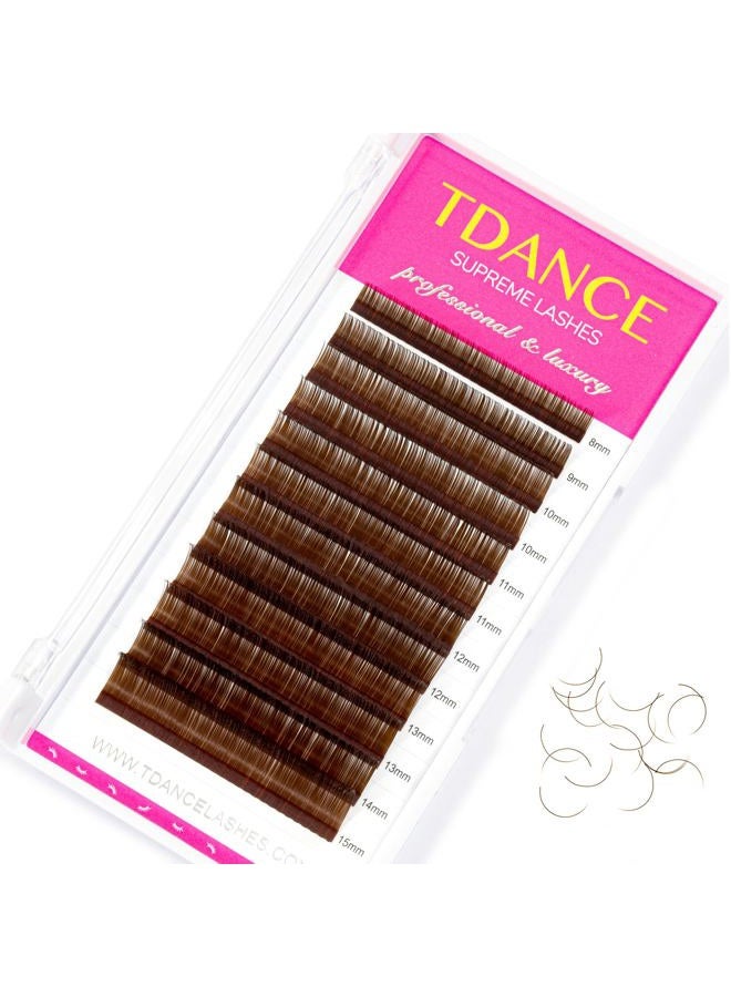 TDance Colorful lashes extension C Curl 0.07mm Thickness Semi Permanent Individual Eyelash Extensions Silk Volume Lashes Professional Salon Use Mixed 8-15mm Length In One Tray (Brown,C-0.07,8-15mm) - Image 1
