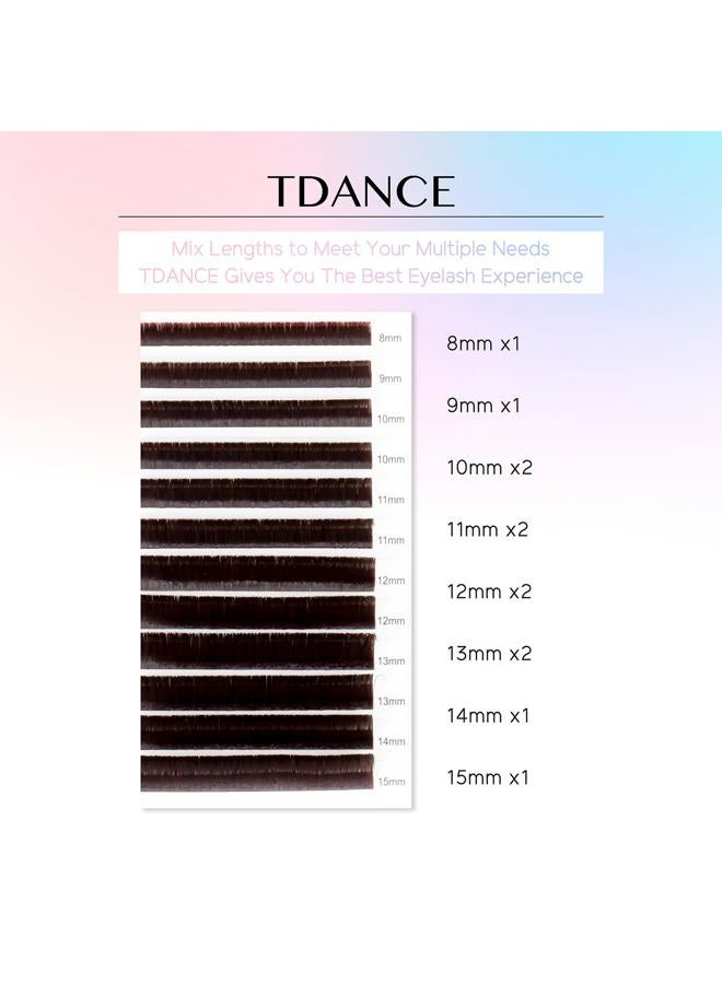 TDance Colorful lashes extension C Curl 0.07mm Thickness Semi Permanent Individual Eyelash Extensions Silk Volume Lashes Professional Salon Use Mixed 8-15mm Length In One Tray (Brown,C-0.07,8-15mm) - Image 4